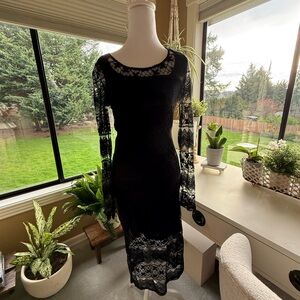 Sugarlips Black Lace Long Sleeve Dress